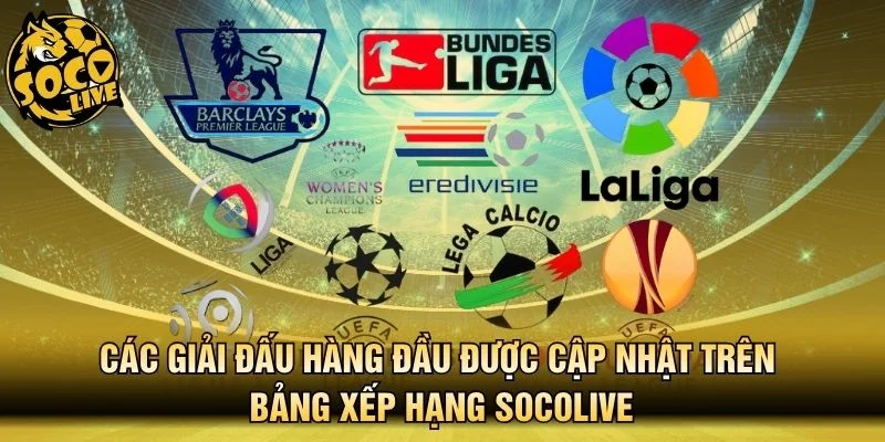 Các giải đấu hàng đầu được cập nhật trên bảng xếp hạng Socolive